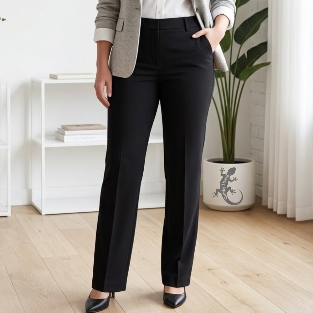 American Tall Ponte Knit Dress Pants 12T Black High Rise Slim Straight Trousers